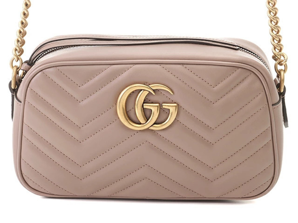 Gucci GG Marmont Quilted Shoulder Bag Beige Cream Leather